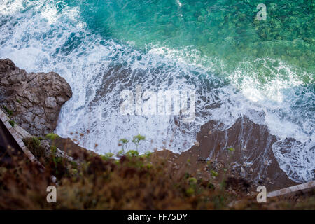 Lonely steep beach in Monte Carlo, Monaco Stock Photo