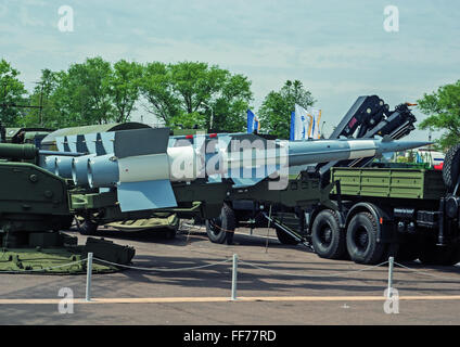 5th Belarusian military exhibition MILEX 2009 - may 2009. Antiaircraft missiles (ZRK) of average range C-125-2TM  'PECHORA-2TM'. Stock Photo