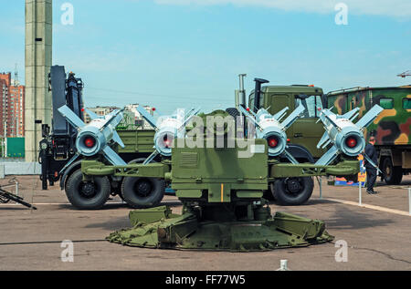 5th Belarusian military exhibition MILEX 2009 - may 2009. Antiaircraft missiles (ZRK) of average range C-125-2TM  'PECHORA-2TM'. Stock Photo