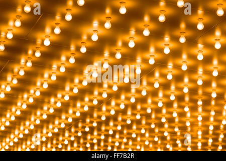 Theater marquee exterior lightbulb lights on the outside entrance of