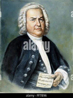 JOHANN SEBASTIAN BACH /n(1685-1750). German organist and composer. Lithograph after the painting by Elias Gottlob Haussmann. Stock Photo