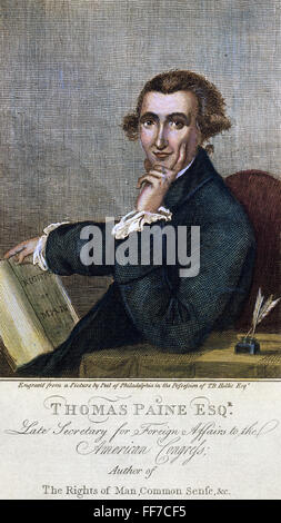 THOMAS PAINE (1737-1809). /nAnglo-American political philosopher and writer. Line engraving, English, c1791. Stock Photo