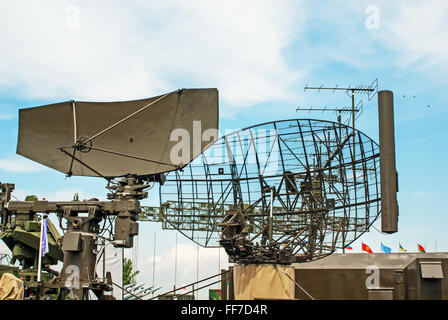 5th Belarusian military exhibition MILEX 2009 - 19-22 may 2009.Antennas of antiaircraft defense radars. Stock Photo