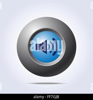 Speaker volume icon on blue button Stock Vector