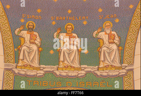 JERUSALEM, ISRAEL - MARCH 3, 2015: The mosaic of apostles in Church of St. Peter in Gallicantu. Stock Photo