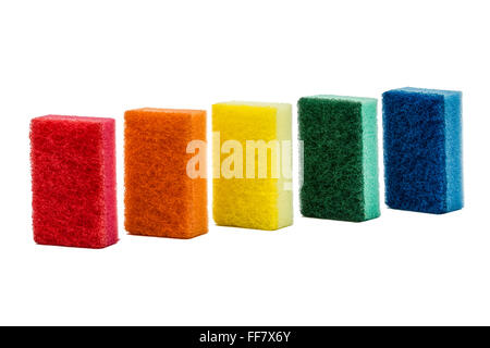 Sponges for washing dishes, isolated on white background Stock Photo