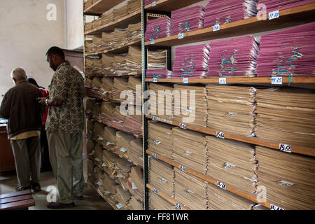 Hospital patient records, at St. Francis Hospital, Ifakara, Tanzania. Stock Photo