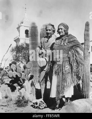 Albert Einstein (1879-1955), with his second wife, Elsa Lowenthal ...