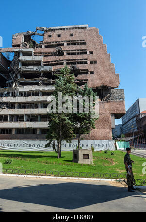 Governmental building of Yugoslav Ministry of Defence at Nemanjina St, Belgrade, Serbia, destroyed in 1999 during NATO bombing Stock Photo