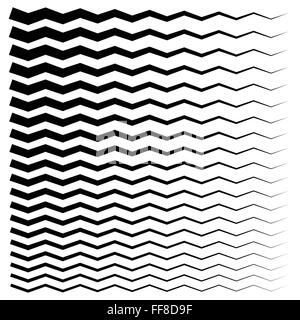 Wavy, zigzag lines from thick to thin graphic elements Stock Vector