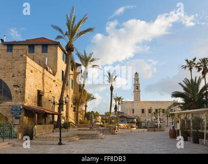 TEL AVIV, ISRAEL - MARCH 2, 2015: The st. Peters church in old Jaffa on Kedumim Square. Stock Photo