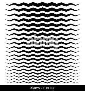 Wavy, zigzag lines from thick to thin graphic elements Stock Vector