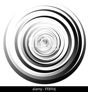 Spiral element, concentric circles with brush strokes Stock Vector