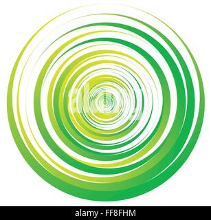 Spiral element, concentric circles with brush strokes Stock Vector