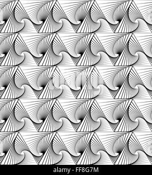 Abstract repeatable monochrome pattern with spiral triangles Stock Vector