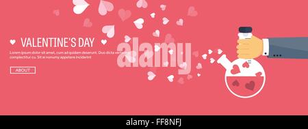 Vector illustration. Flat background with potion. Love, hearts. Valentines day. Be my valentine. 14 february. Stock Vector