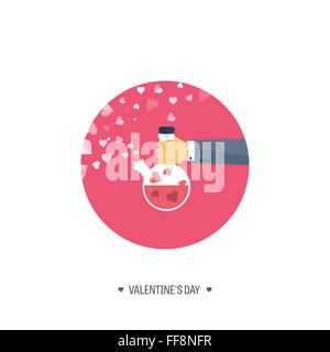 Vector illustration. Flat background with potion. Love, hearts. Valentines day. Be my valentine. 14 february. Stock Vector