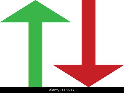 Set of up and down arrows in green and red Stock Vector