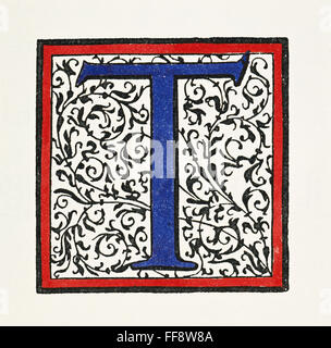 INITIAL 'T', c1600. /nDecorative initial 'T' in a style similar to those initials used by Christophe Plantin and Adam Berg. Woodcut, c1600. Stock Photo