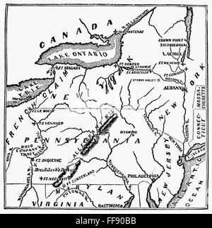 MAP: FRENCH AND INDIAN WAR. /nMap by Captain T. Abercrombie, 1758 ...