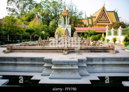 Mini model of Ankor Wat at The Royal Palace in Phnom Penh Cambodia Stock Photo