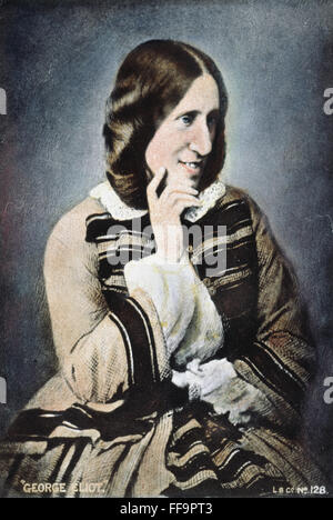 GEORGE ELIOT (1819-1880). /nNee Mary Ann Evans Cross. Oil over a photograph, n.d. Stock Photo
