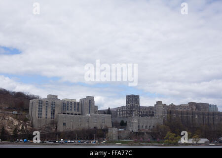 West Point Academy viewed from the Hudson River Stock Photo