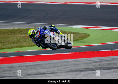 Misano Adriatico, Italy - June 20, 2015: Yamaha YZF R1 of Team Trasimeno, driven by MARCONI Luca Stock Photo