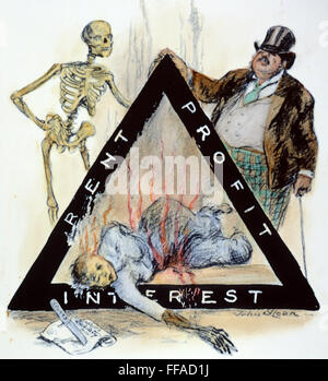 TRIANGLE FACTORY FIRE /n'In Memoriam - The Real Triangle'. Contemporary cartoon comment by John Sloan on the fire in The Triangle Shirtwaist Factory, New York City, 25 March 1911, in which 145 workers, mostly young women, perished. Stock Photo