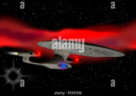 Star Trek Enterprise travelling through space Stock Photo