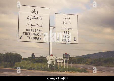 Road Sign in Morocco Stock Photo