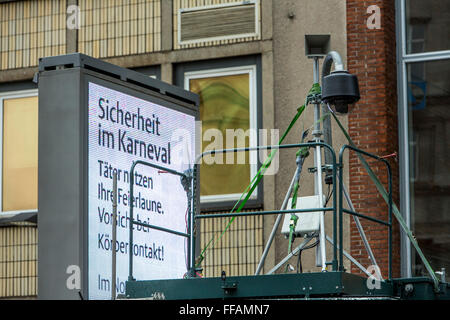 Surveillance video camera during Street carnival parade and party in Cologne, Germany, Stock Photo