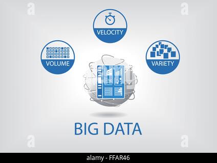 Big data volume, variety, velocity vector illustration Stock Vector