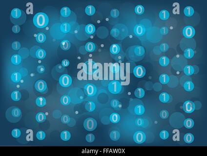 Information technology (IT) generic background with zeros and ones floating around to represent binary messages. Stock Vector