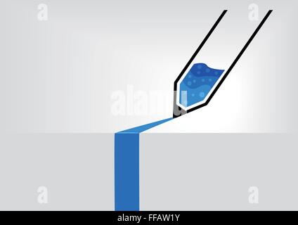 Simplified pen vector illustration with blue ink in flat design Stock Vector