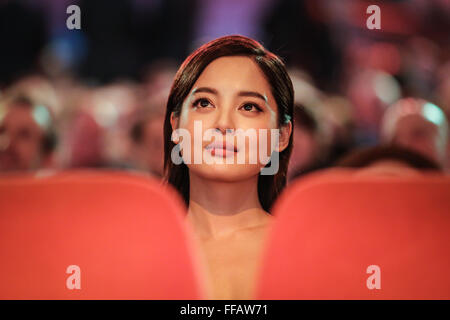 Berlin, Germany. 11th Feb, 2016. Chinese actress Xin Zhilei, cast member of Crosscurrent (Chang Jiang Tu), attends the opening ceremony of the 66th Berlinale International Film Festival in Berlin, Germany, Feb. 11, 2016. Credit:  Zhang Fan/Xinhua/Alamy Live News Stock Photo