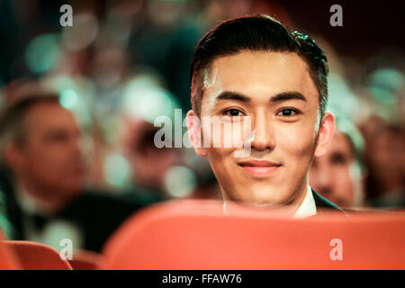 Berlin, Germany. 11th Feb, 2016. Chinese actor Wu Lipeng, cast member of Crosscurrent (Chang Jiang Tu), attends the opening ceremony of the 66th Berlinale International Film Festival in Berlin, Germany, Feb. 11, 2016. Credit:  Zhang Fan/Xinhua/Alamy Live News Stock Photo