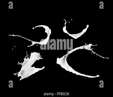 Black paint splash set isolated on white background Stock Photo