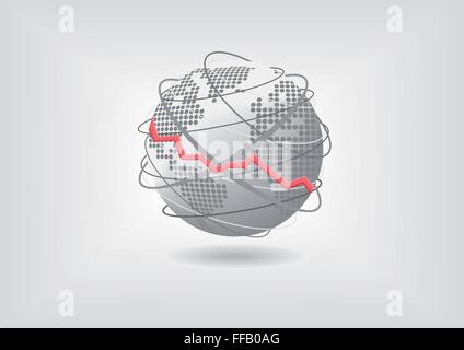 Global economic recession concept as vector illustration Stock Vector