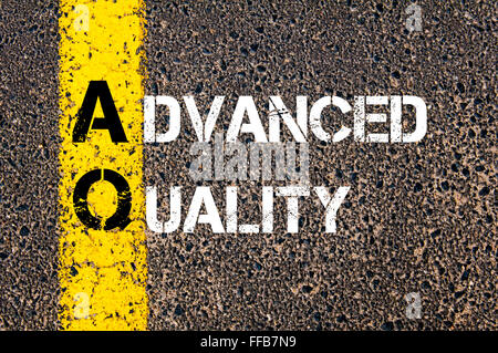 Concept image of Business Acronym AQ Absolute Quality written over road ...