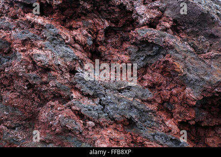 Lava, red ferruginous volcanic rock, National Park Timanfaya Montanas del Fuego, Fire Mountains, Lanzarote, Canary Islands Stock Photo