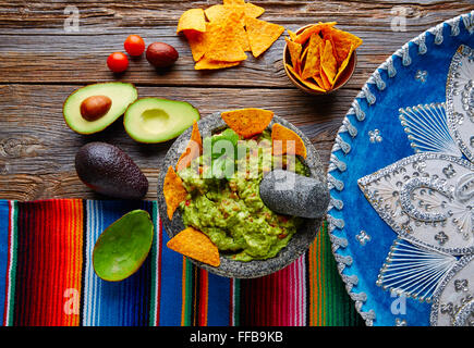 Mexican Sombrero Hat, Lime And Chili Pepper On Wooden Table Stock Photo 