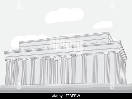 Lincoln Memorial Center Vector illustration for magazine or newspaper Stock Vector