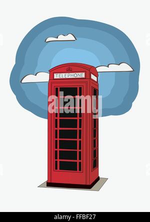 Red telephone box - London UK. vector illustration for newspaper or magazine Stock Vector