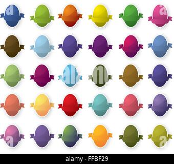 Set of easter eggs with ribbon isolated on white Vector illustration Stock Vector