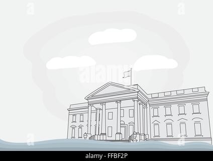 The White House in Washington, D.C. Vector illustration Stock Vector