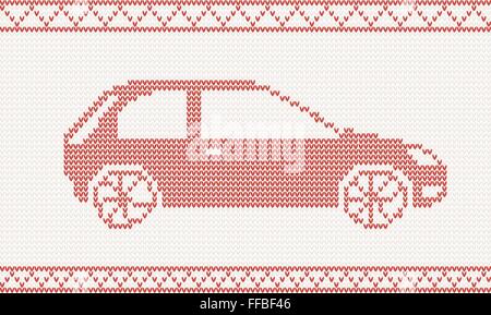 red knitted car. vector illustration Stock Vector