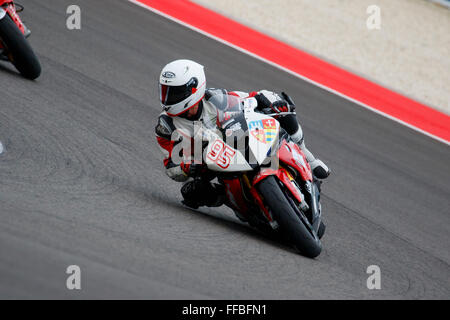 Misano Adriatico, Italy - June 20, 2015: BMW S1000 RR of Team ASPI, driven by MURESAN Robert Stock Photo