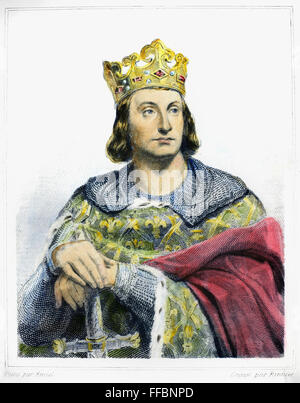 PHILIP II (1165-1223). /nKnown as Philip Augustus. King of France, 1180-1223. Steel engraving, French, 19th century. Stock Photo