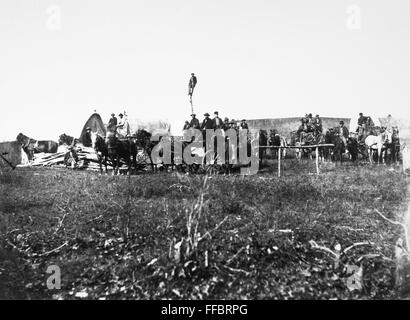 The Civil War. U.S. Military telegraph construction corps hanging a ...